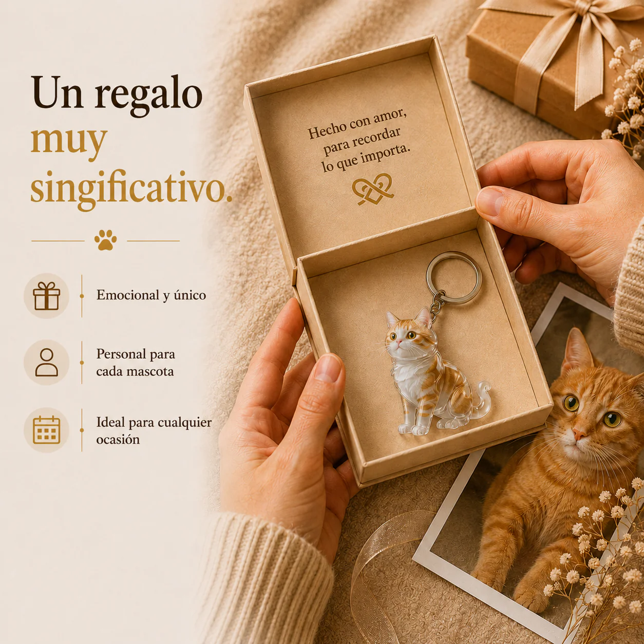 Llavero Recuerdo de Mascota – Guarda el Pelito de tu Gato para Siempre