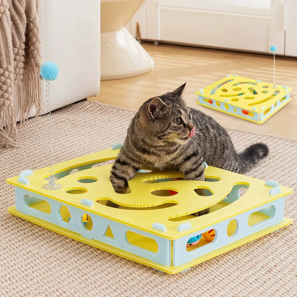 Caja Rompecabezas Interactiva para Gatos – Juguete de Caza con Pelota