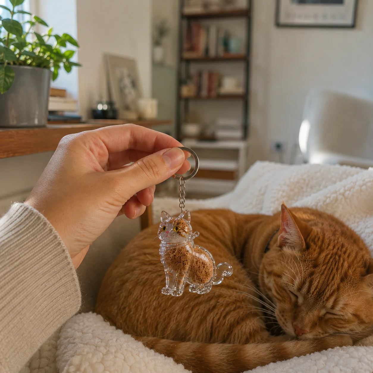 Llavero Recuerdo de Mascota – Guarda el Pelito de tu Gato para Siempre