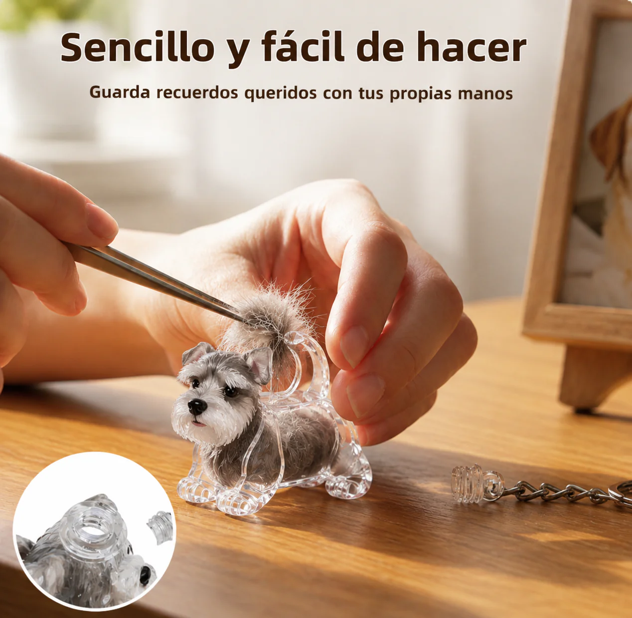 Llavero Recuerdo de Mascota – Guarda el Pelito de tu Perro para Siempre