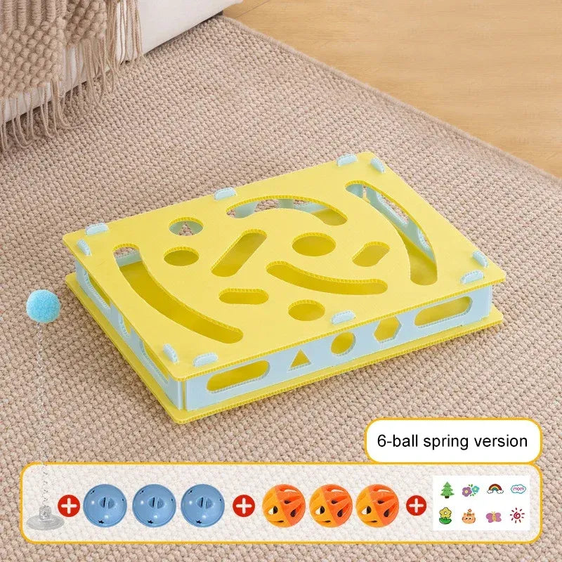 Caja Rompecabezas Interactiva para Gatos – Juguete de Caza con Pelota