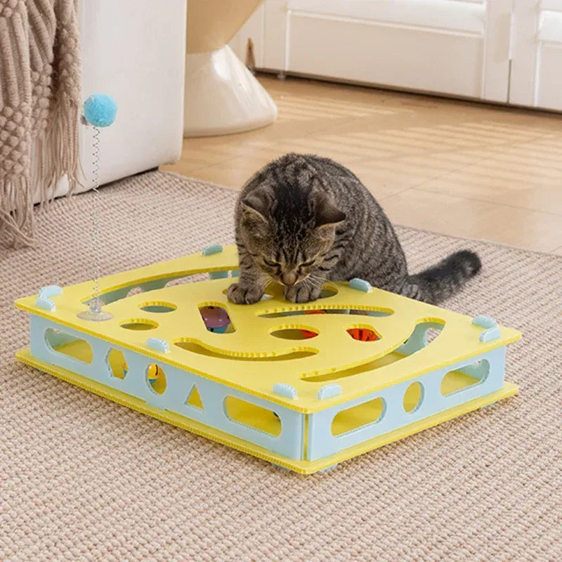 Caja Rompecabezas Interactiva para Gatos – Juguete de Caza con Pelota