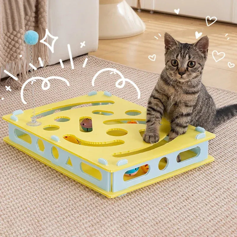 Caja Rompecabezas Interactiva para Gatos – Juguete de Caza con Pelota